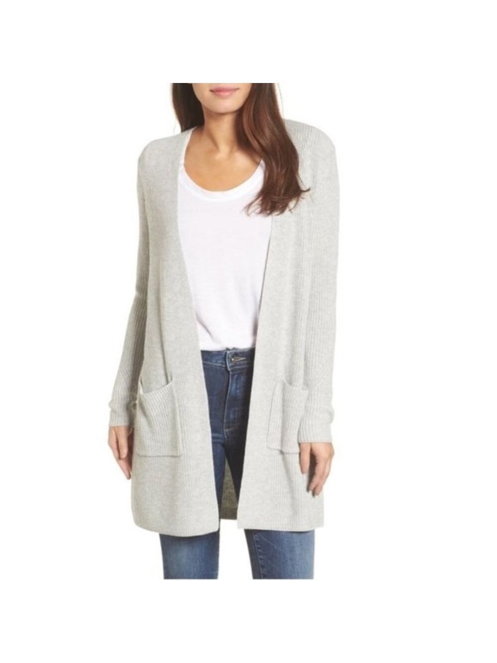 Halogen Long Ribbed Cardigan